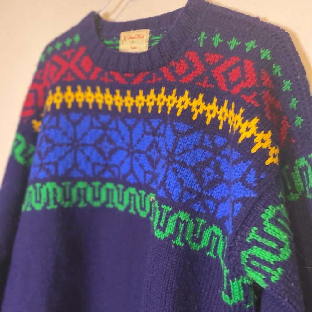 Colourful Vintage Hand Knit Sweater - Picture 13 of 14